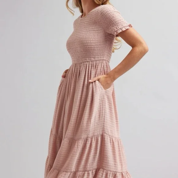 Polagram Smocked Midi Dress - Picture 2 of 11